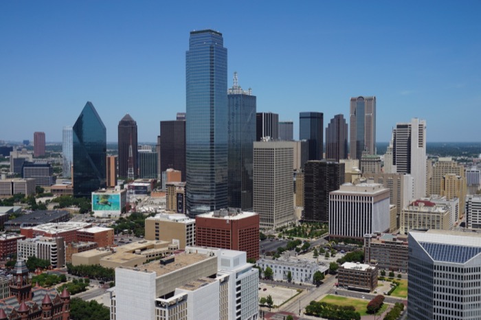 Downtown Dallas skyline panorama showing the thriving business district